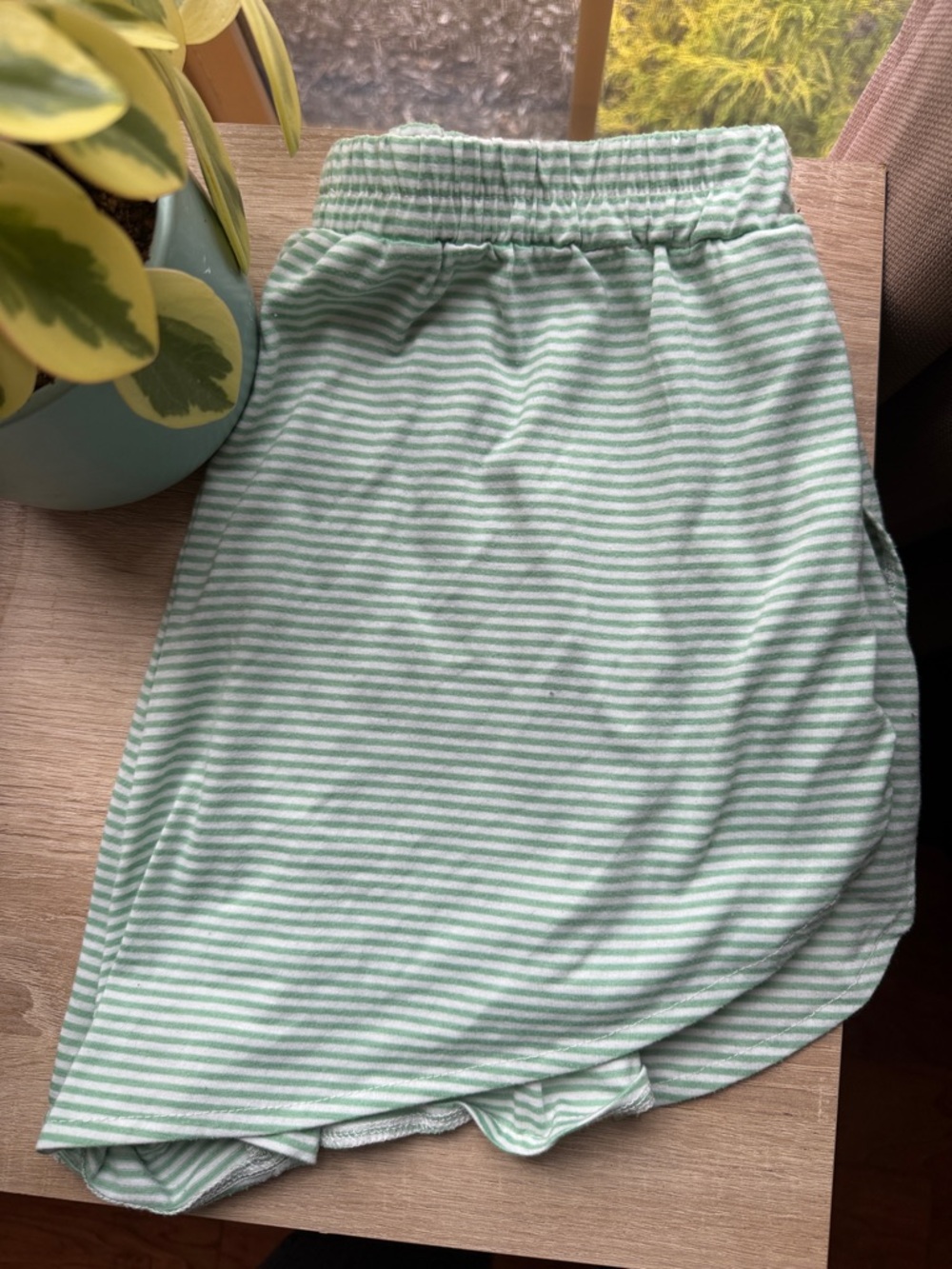 Striped Mint Green Lounge Set - Top & Shorts - Picture 5 of 6
